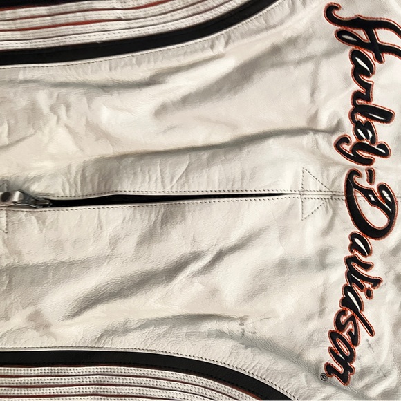 Genuine Leather Harley Davidson Riding Biker Jacket with Embroidery Orange Black - Picture 7 of 7